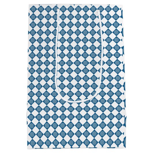 Blue Argyle Golf Pattern Wrapping Paper Medium Cadeauzakje (Achterkant)