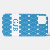 Blue Argyle Lattice met monogram Case-Mate iPhone Case (Achterkant (horizontaal))