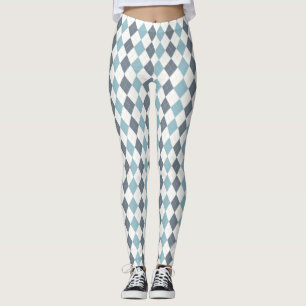 Blue Argyle Leggings