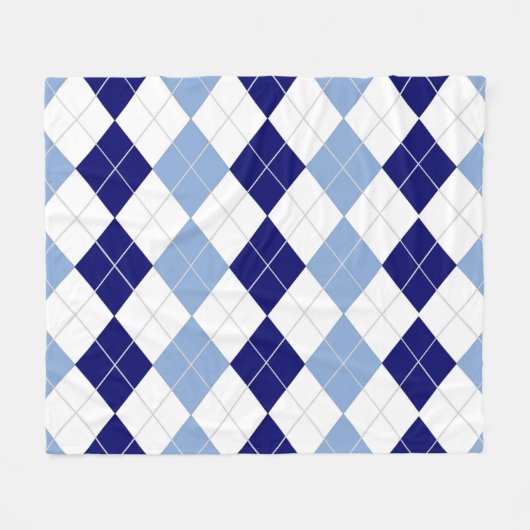 Blue Argyle Medium Fleece Blanket Deken (Voorkant (Horizontaal))