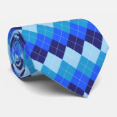 Blue Argyle - Navy, Sky Blue, Bleek blauw Stropdas (Opgerold)