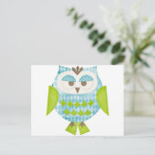 Blue Argyle Owl Briefkaart (Staand voorkant)
