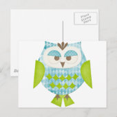 Blue Argyle Owl Briefkaart (Voorkant / Achterkant)