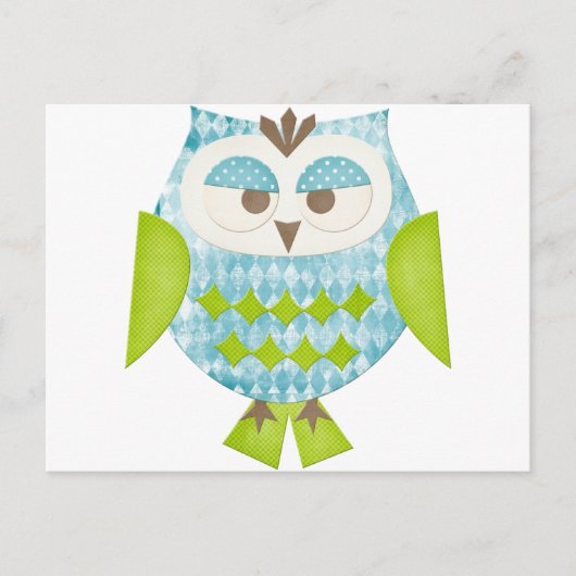 Blue Argyle Owl Briefkaart (Voorkant)