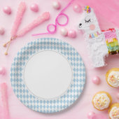 Blue Argyle Papieren Bordje (Feest)