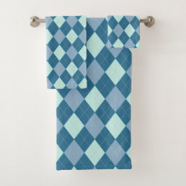 Blue Argyle  Pattern Bad Handdoek