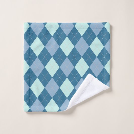 Blue Argyle  Pattern Bad Handdoek (Wasdoekje)