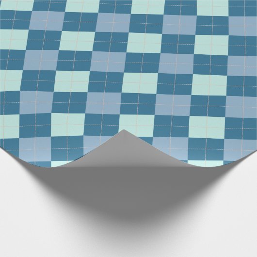 Blue Argyle  Pattern Cadeaupapier (Hoek)