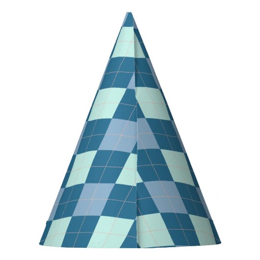 Blue Argyle  Pattern Feesthoedjes (Achterkant)