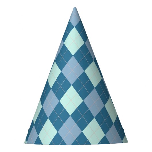 Blue Argyle Pattern Feesthoedjes (Voorkant)