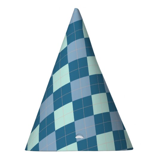 Blue Argyle  Pattern Feesthoedjes (Rechts)