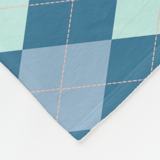 Blue Argyle  Pattern Fleece Deken (Hoek)