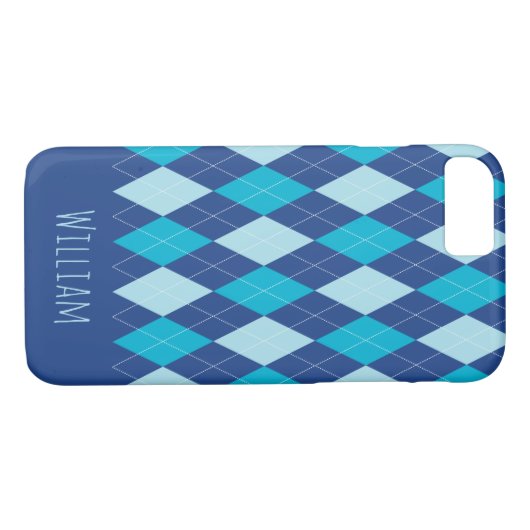 Blue Argyle Pattern iPhone 7/8 Hoesje (Achterkant (Horizontaal))