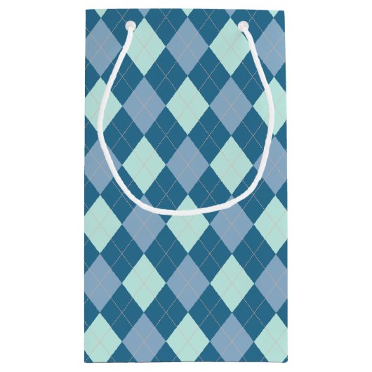 Blue Argyle Pattern Klein Cadeauzakje (Achterkant)