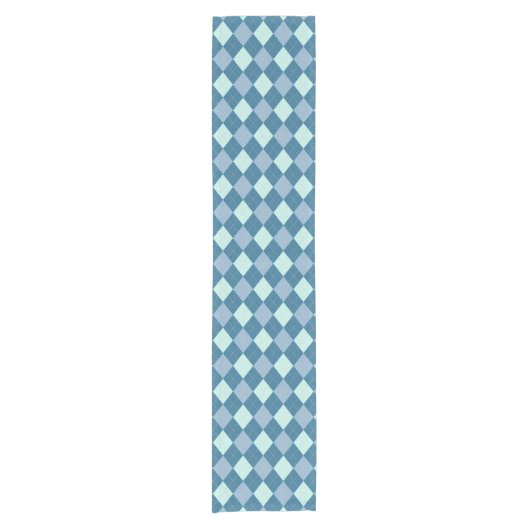 Blue Argyle Pattern Korte Tafelloper (Voorkant)