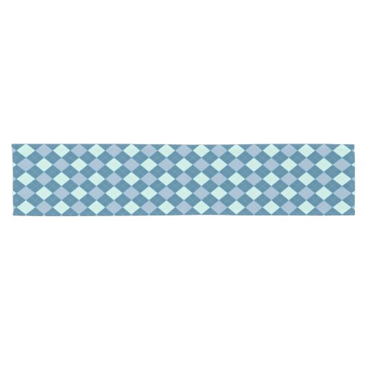 Blue Argyle Pattern Korte Tafelloper (Horizontaal)