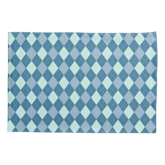 Blue Argyle Pattern Kussensloop (Achterkant-Links)
