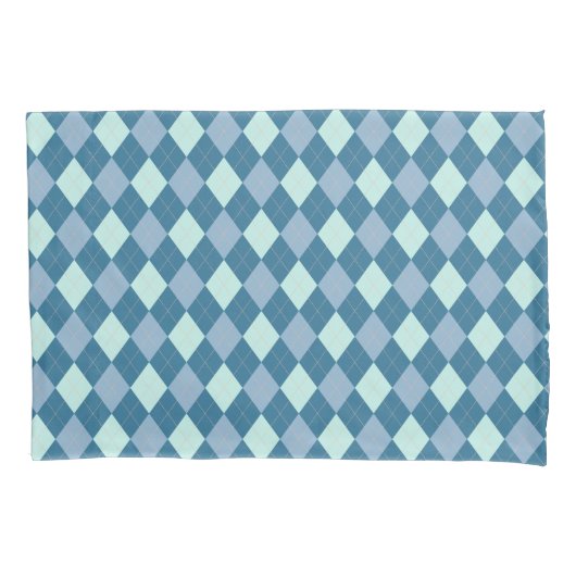 Blue Argyle Pattern Kussensloop (Voorkant-Links)