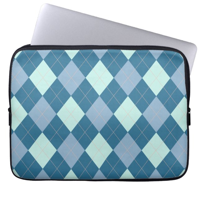 Blue Argyle  Pattern Laptop Sleeve (Voorkant)
