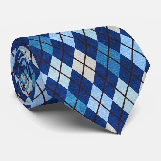 Blue Argyle Pattern Stropdas (Opgerold)