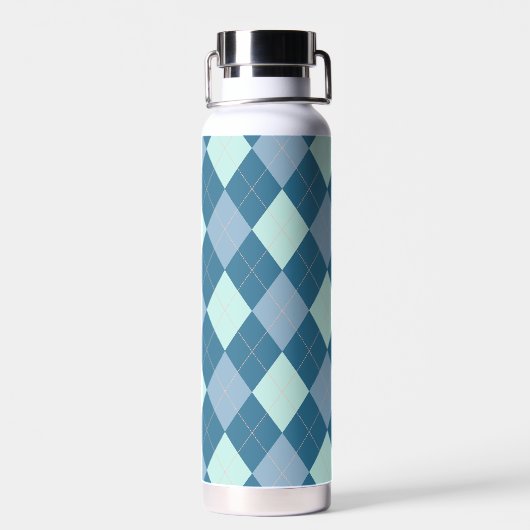 Blue Argyle  Pattern Waterfles (Achterkant)