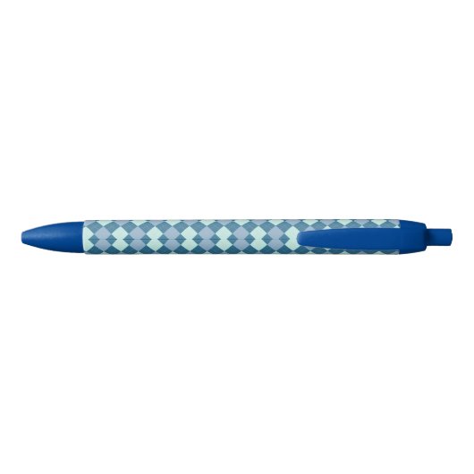 Blue Argyle  Pattern Zwarte Inkt Pen (Achterkant)