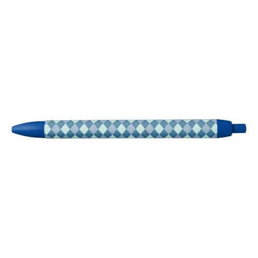 Blue Argyle  Pattern Zwarte Inkt Pen (Voorkant)