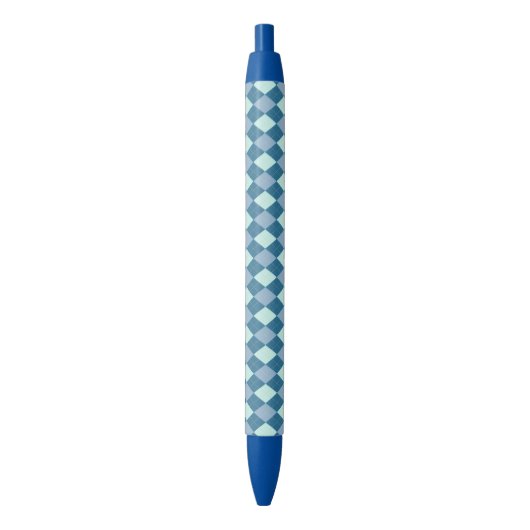 Blue Argyle  Pattern Zwarte Inkt Pen (Voorkant Verticaal)