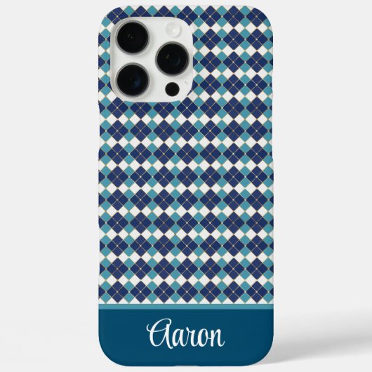 Blue Argyle Personalize  Case-Mate iPhone Case (Achterkant)