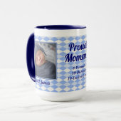 Blue Argyle Proud mama 2 Foto Mok (Voorkant links)