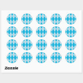 Blue Argyle Ronde Sticker (Vel)