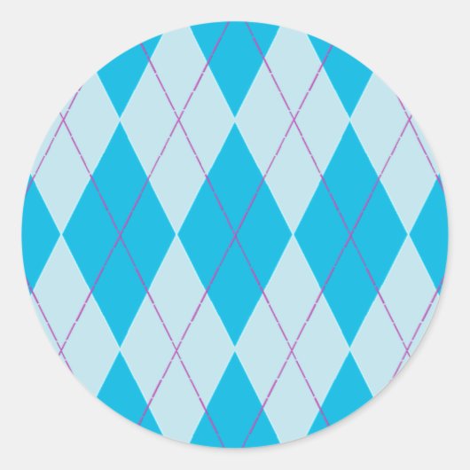 Blue Argyle Ronde Sticker (Voorkant)
