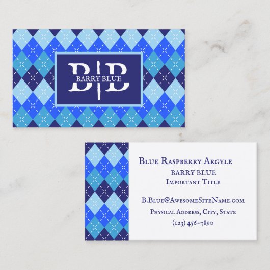 Blue Argyle Unieke Zakelijke Branding Visitekaartje (Voorkant / Achterkant)