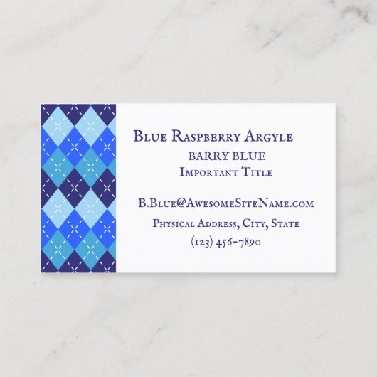 Blue Argyle Unieke Zakelijke Branding Visitekaartje (Achterkant)