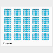 Blue Argyle Vierkante Sticker (Vel)