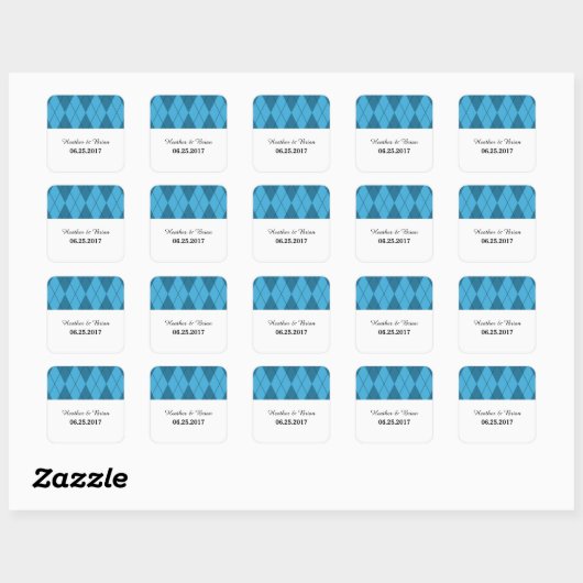 Blue Argyle Wedding Stickers (Vel)