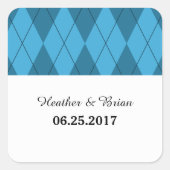 Blue Argyle Wedding Stickers (Voorkant)