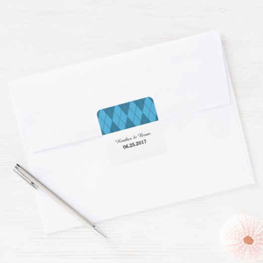 Blue Argyle Wedding Stickers (Envelop)