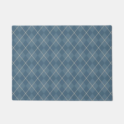 Blue Argyle Welcome Doormat Deurmat (Voorkant)