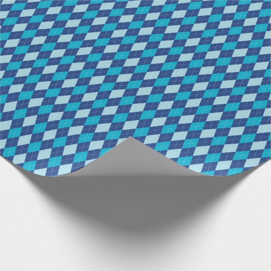 Blue Argyle Wrapping Paper Cadeaupapier (Hoek)