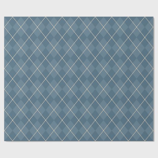 Blue Argyle Wrapping Paper Cadeaupapier (Vlak)