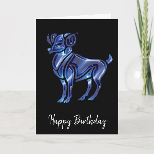 Blue Aries Sign Birthday Kaart (Voorkant)