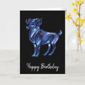 Blue Aries Sign Birthday Kaart (Gele Bloem)