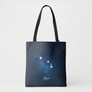 Blue Aries Zodiac Sign Constellation Tote Bag