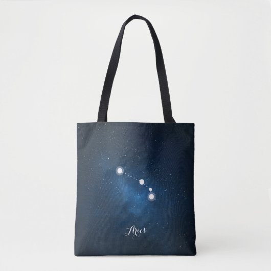 Blue Aries Zodiac Sign Constellation Tote Bag (Voorkant)