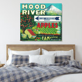 Blue Arrow Apple Crate LabelHood River, OF Canvas Afdruk (Insitu (Slaapkamer))