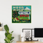 Blue Arrow Apple Crate LabelHood River, OF Poster (Thuiskantoor)