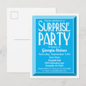 Blue Art Deco Beveled Birthday Surprise Party Uitnodiging Briefkaart (Voorkant / Achterkant)