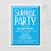 Blue Art Deco Beveled Birthday Surprise Party Uitnodiging Briefkaart (Voorkant)