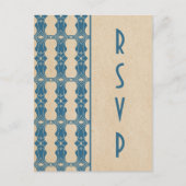 Blue Art Deco Border RSVP Briefkaart (Voorkant)